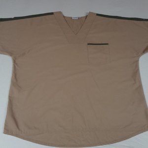 LANDAU TAN BEIGE W/ POCKET WOMENS 3XL SCRUB UNIFORM SHIRT H1223